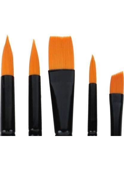 ArtBee ArtBee® Black Handle Synthetic Mix Artist Paint Brush Set of 5 Pieces for Watercolor & Acrylic Painting  - Image 1