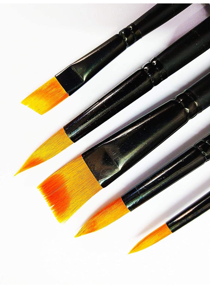 ArtBee ArtBee® Black Handle Synthetic Mix Artist Paint Brush Set of 5 Pieces for Watercolor & Acrylic Painting  - Image 3