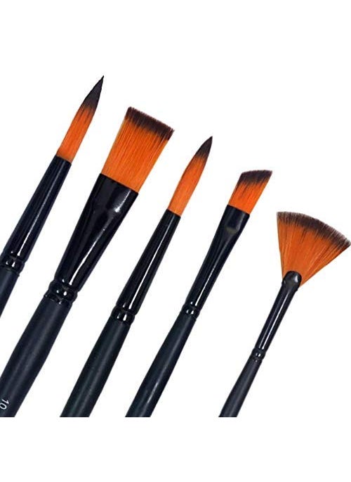 ArtBee ArtBee® Black Handle Synthetic Mix Artist Paint Brush Set of 5 Pieces for Watercolor & Acrylic Painting  - Image 2