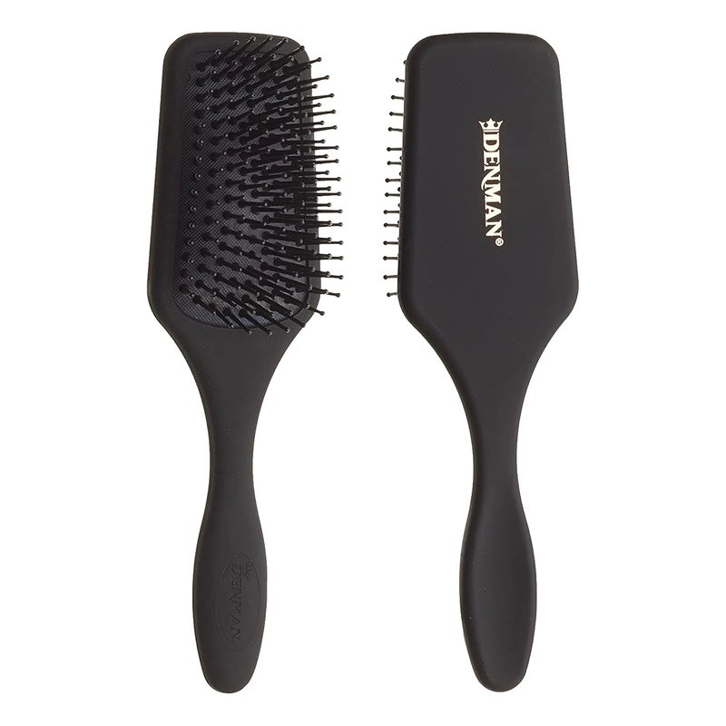 Denman (Black) Mini Paddle Cushion Hair Brush for Blow Drying, Detangling & On the Go Travel - Comfortable Styling, Straightening & Smoothing - For Women and Men, D84