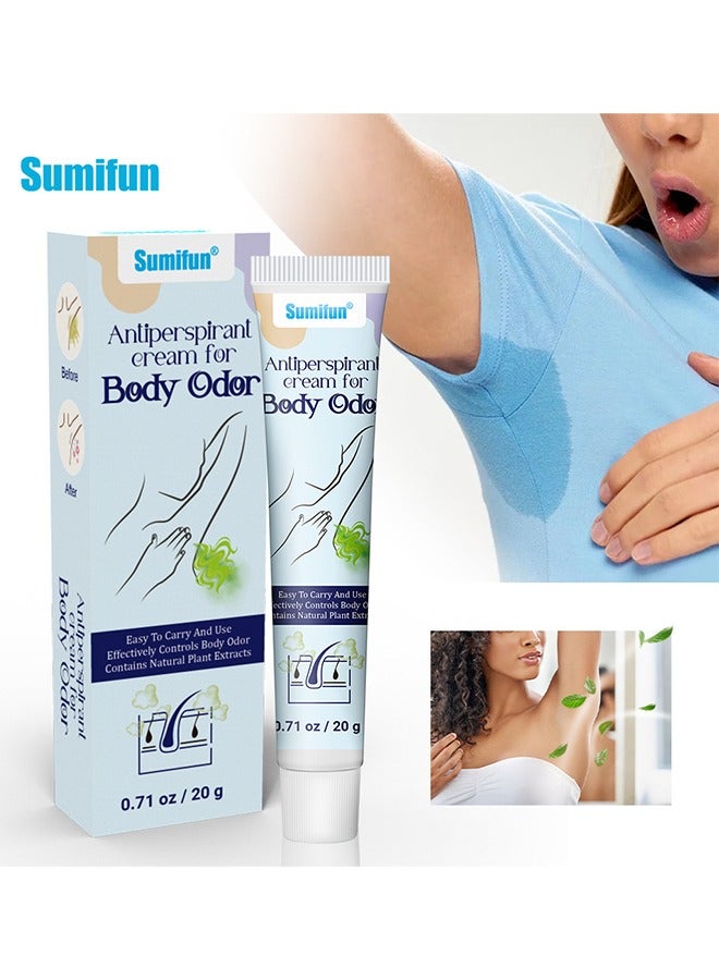 Sumifun Antiperspirant Cream For Body Odor -Remover Underarm Antiperspirant and Deodorant Mild Long Lasting Waterproof Sweatproof Skin Friendly Fresh Effective Underarm Odor Cream to Get Rid of Body Odor 20g - Image 1