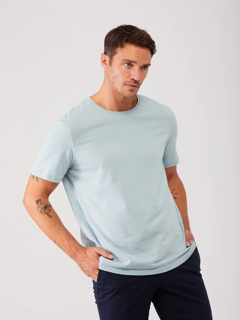 دوفي Mint Green Men's Slim Fit Crew Neck Tshirt