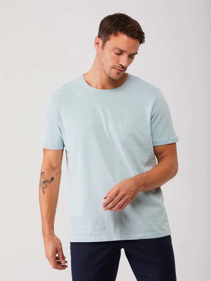 دوفي Mint Green Men's Slim Fit Crew Neck Tshirt