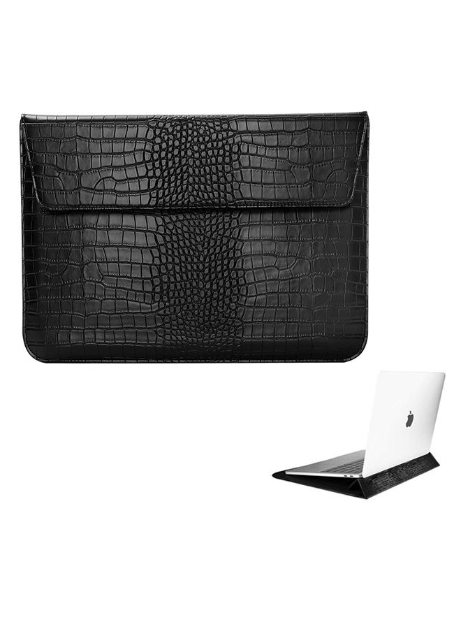 Mosiso Laptop Case 13.3 inch, 13-13.3 inch Laptop Sleeve Compatible with MacBook Air/Pro 13 / Pro 14, HP Dell ASUS Lenovo Notebook, Crocodile Grain PU Leather Flap Case Bag, Black - Image 1