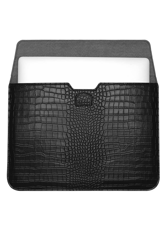 Mosiso Laptop Case 13.3 inch, 13-13.3 inch Laptop Sleeve Compatible with MacBook Air/Pro 13 / Pro 14, HP Dell ASUS Lenovo Notebook, Crocodile Grain PU Leather Flap Case Bag, Black - Image 2