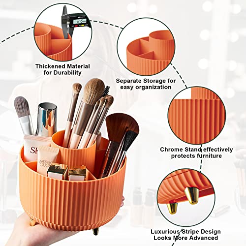Zeinwap 360° Rotating Makeup Brush Holder Organizer, Makeup Organizers Countertop, Makeup Organization Skincare Storage for Vanity, Desktop, Bathroom (Orange) - Image 4
