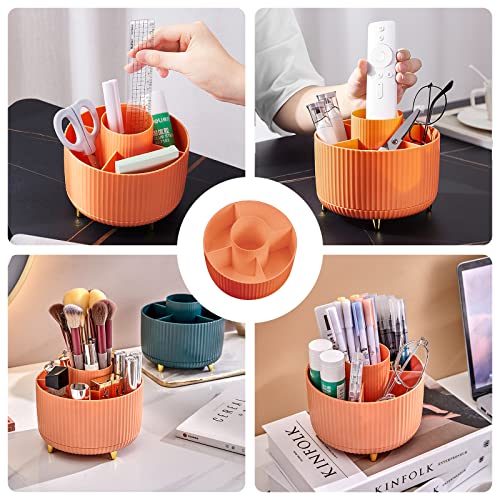 Zeinwap 360° Rotating Makeup Brush Holder Organizer, Makeup Organizers Countertop, Makeup Organization Skincare Storage for Vanity, Desktop, Bathroom (Orange) - Image 5