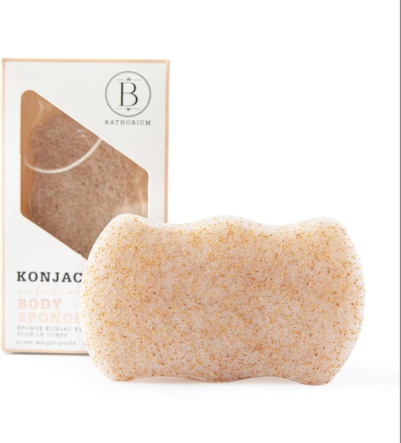 Bathorium Konjac Walnut Shell Body Sponge Gently Cleanses Skin Ideal for Daily Use Made with HandHarvested Asian Konjac Root Softens Revitalizes 1 Sponge - Image 1
