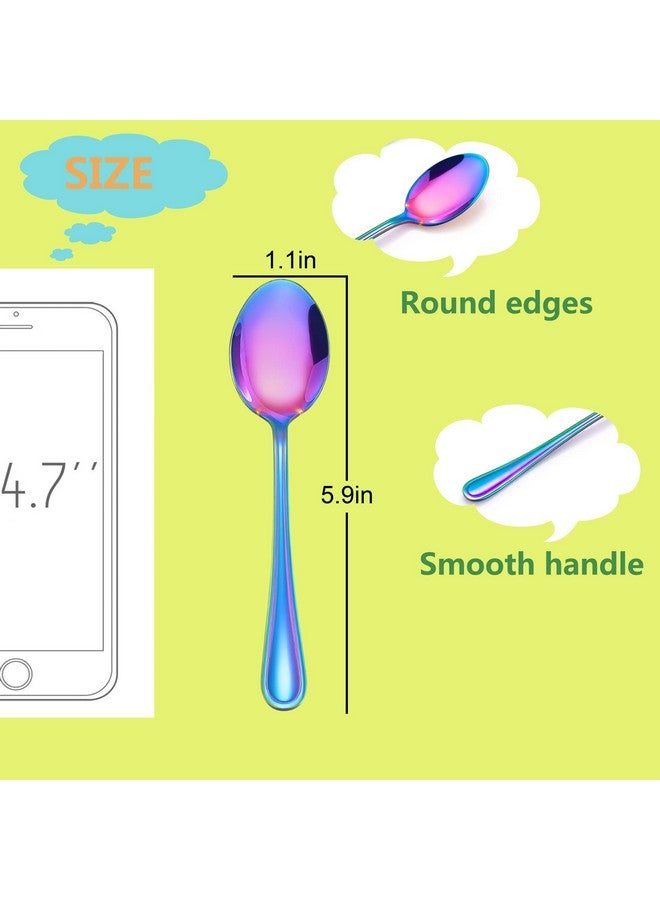 LIANYU 9-Piece Rainbow Toddler Spoons, Kids Baby Spoons Self Feeding, Stainless Steel Children Silverware Set for 2-10 Year Old, Preschooler Cutlery Flatware Set for Home School, Dishwasher Safe - Image 1