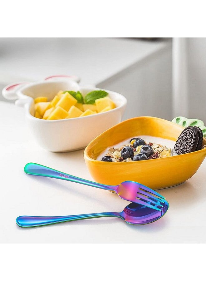 LIANYU 9-Piece Rainbow Toddler Spoons, Kids Baby Spoons Self Feeding, Stainless Steel Children Silverware Set for 2-10 Year Old, Preschooler Cutlery Flatware Set for Home School, Dishwasher Safe - Image 4