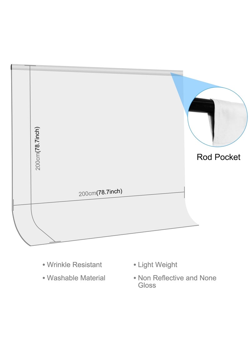 بولوز 78.7 بوصة × 78.7 بوصة خلفية بيضاء من البوليستر للتصوير الفوتوغرافي، خلفية لجناح الصور، خلفية لجلسات التصوير، شاشة تسجيل الفيديو، ستارة للحفلات. - Image 2