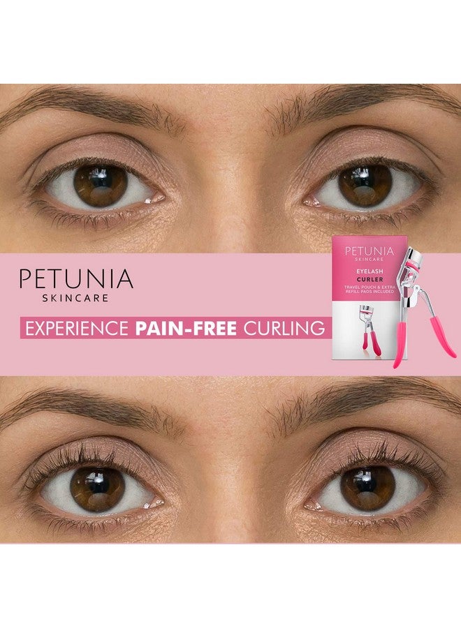 Petunia Skincare Silicone Eyelash Curler With Refill Pads & Satin Pouch Designed For No Pinching Or Pulling And Perfect For Those With Straight Flat Lashes Wanting Dramatic Long Lasting Seamless Curls  - Image 3
