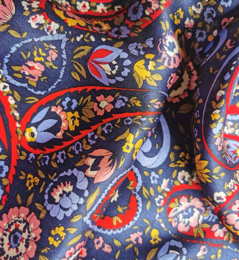 MEISEE Pure Natural Mulberry Silk Scarfs Women Small Square Scarf 21" x 21" Breathable Lightweight Neckerchief Printed Headscarf (New Blue flowers) - Image 5