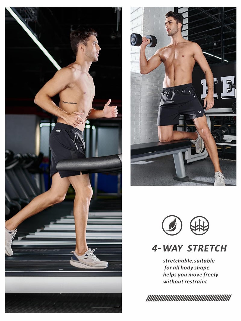 NORTHYARD Men's Running Athletic Shorts 5"/ 7"/ 9" Workout Gym Short Tennis Quick Dry Active Sport Hiking Basketball-5'' Black-L - Image 4