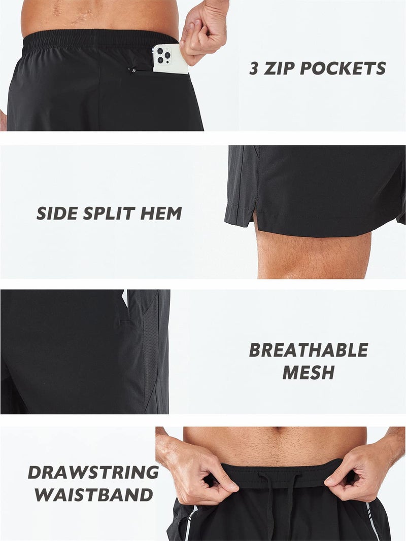 NORTHYARD Men's Running Athletic Shorts 5"/ 7"/ 9" Workout Gym Short Tennis Quick Dry Active Sport Hiking Basketball-5'' Black-L - Image 5
