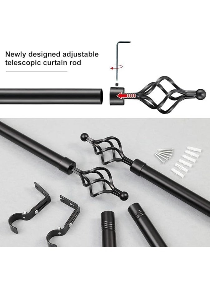 DubaiGallery Curtain Rod Single Curtain Drape Set/Scarlet Curtain Pipe Set 1.5 M Length/Single Layer Curtain Hanging/Ball Decor Crown Fits - Adjustable Decorative Nickel Single Curtain Rod Set  - Image 3