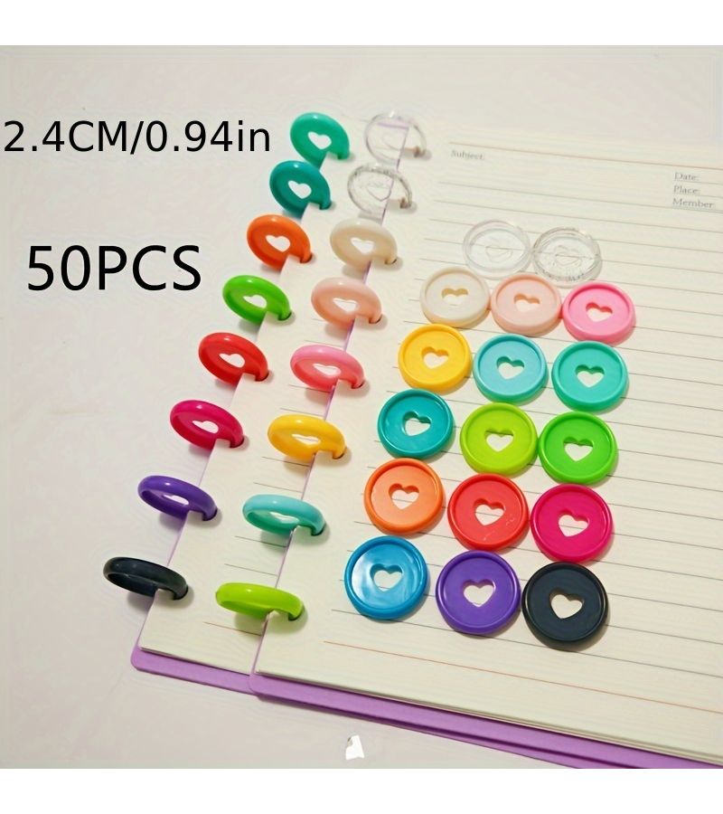 Blue 0.94inch Heart Shaped Binder Rings 50 Pack for T Hole Binders - Image 2