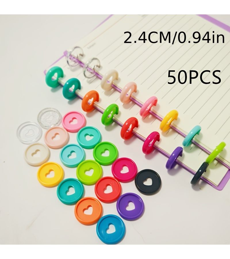 Blue 0.94inch Heart Shaped Binder Rings 50 Pack for T Hole Binders - Image 1