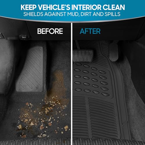 BDK Floor Mats, 4-Piece All-Weather Car Mat with Universal Fit Design, Durable Rubber Car Floor Mats with Capture Ridges, Waterproof for Cars Trucks SUV (Black) - Image 4