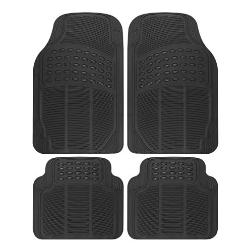 BDK Floor Mats, 4-Piece All-Weather Car Mat with Universal Fit Design, Durable Rubber Car Floor Mats with Capture Ridges, Waterproof for Cars Trucks SUV (Black) - Image 1