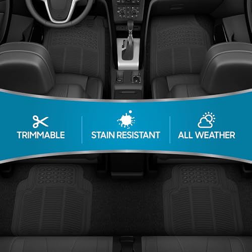 BDK Floor Mats, 4-Piece All-Weather Car Mat with Universal Fit Design, Durable Rubber Car Floor Mats with Capture Ridges, Waterproof for Cars Trucks SUV (Black) - Image 2