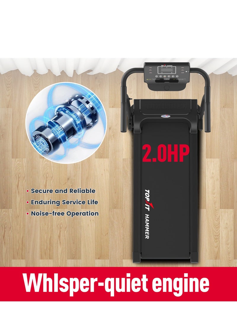 جهاز مشي قابل للطي هامر MT-111 بمحرك 2 حصان سهل التخزين لتمارين اللياقة البدنية من توب فيت التركيب يمكنك تركيبه بنفسك أسود - Image 2