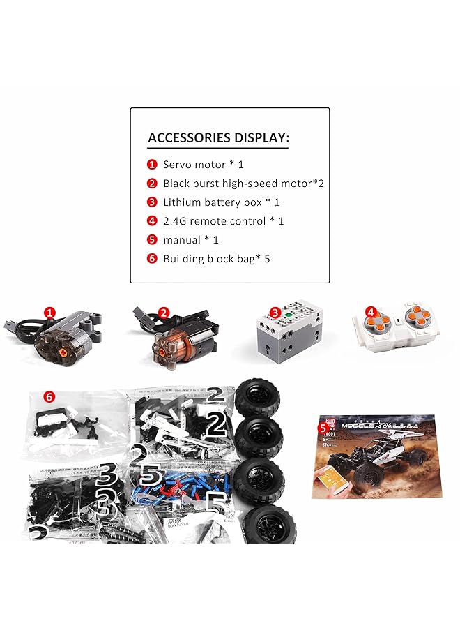 إكسفور لعبة بناء عربة الطرق الوعرة مع نموذج تحكم عن بعد، مجموعة ميكانيكية، سلسلة لمركبات الطرق الوعرة المتطرفة للأولاد والبنات من سن 8 سنوات فما فوق، 394 قطعة - Image 3