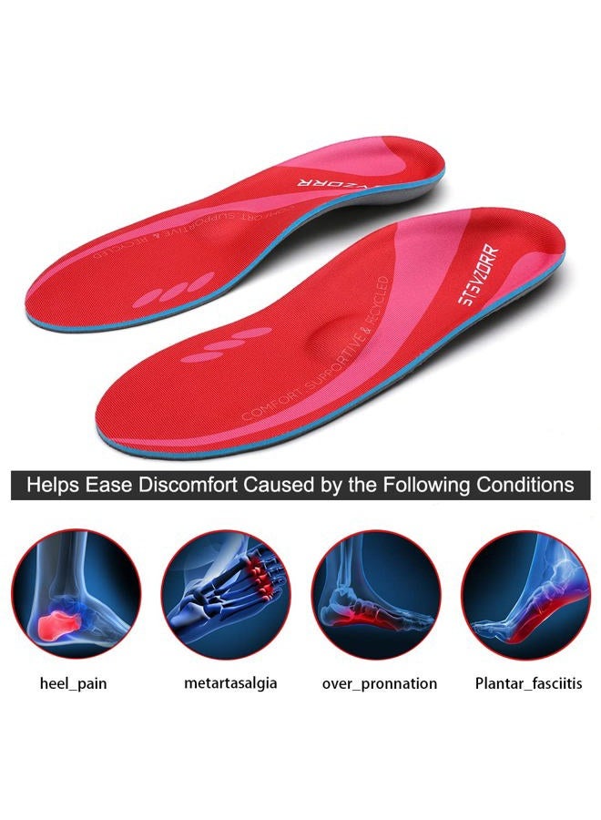 STSVZORR Plantar Fasciitis Relief Metatarsal Pain Arch Support Inserts Flat Foot Orthotic Insoles Sports Running Hiking Shock Absorb Men Women Long Time Standing, Size 11 - Image 2
