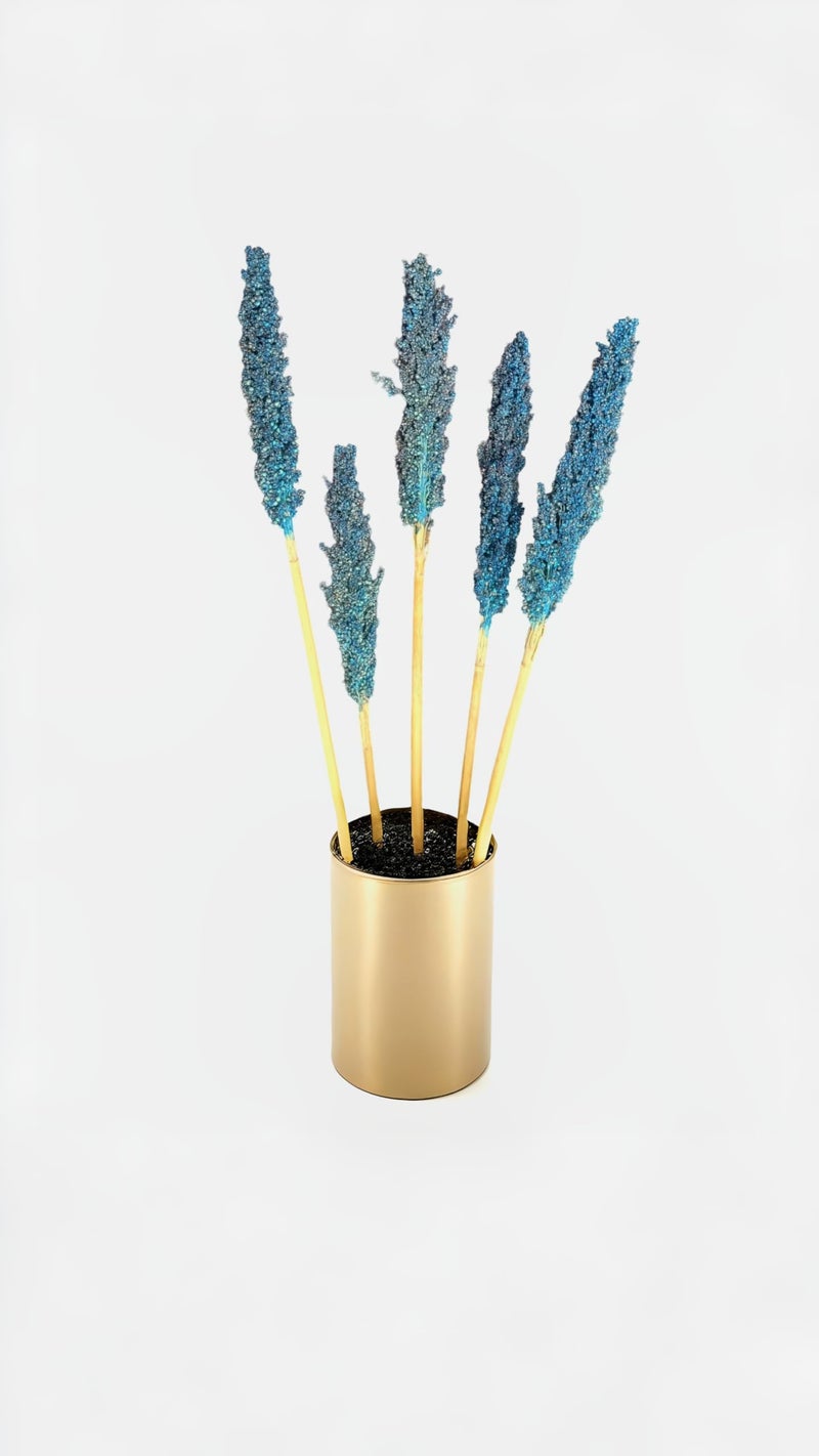RUKDA® Dried Blue Sorghum Flower Sheaves || Stalks Dried Flower Dry Grass Bouquet for Wedding Table Centerpieces, Home & Office Decoration - 2pcs - Image 5