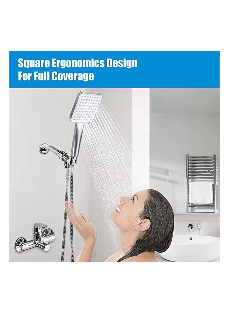 Y&D Shower Head with Hose, SYOSI High Pressure Heads Hose Set 1.5m, Universal and 6 Settings Spray Mode 59In Adjustable Ball Joint Bracket Chrome  - Image 4