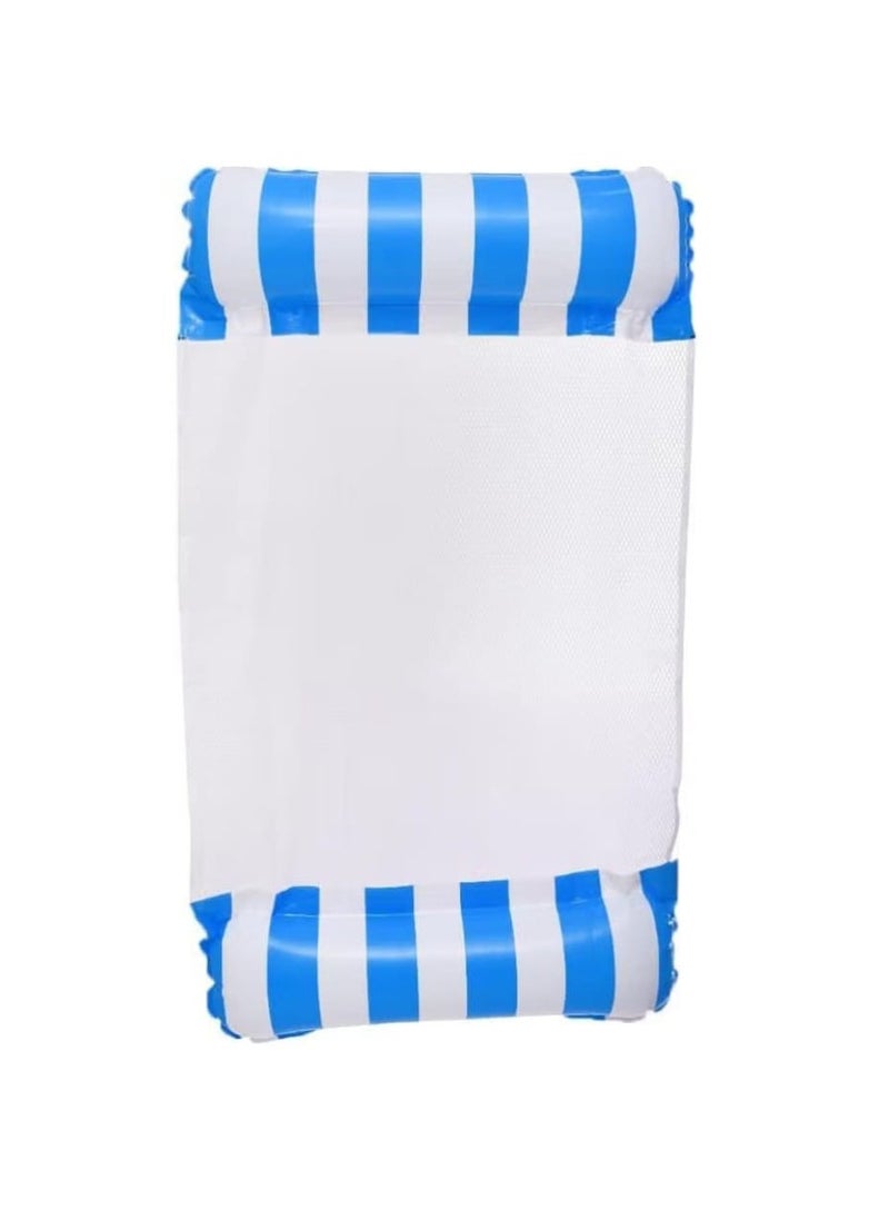 null - Inflatable Neoprene Swimming Float with Net Mattress for Swimming 130cm - Blue White - Image 1