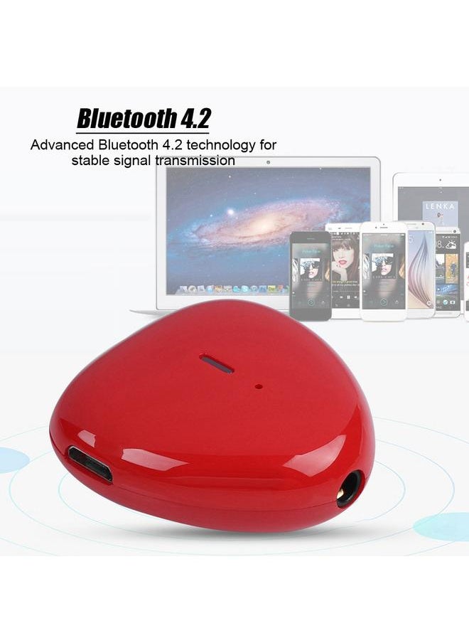 Thoraya Mini Wireless Heart-shaped Bluetooth Audio Receiver Wired Headphone Audio Adapter Red  - Image 4