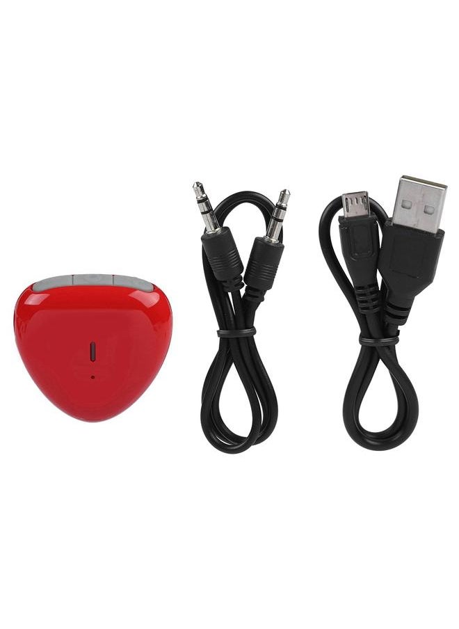 Thoraya Mini Wireless Heart-shaped Bluetooth Audio Receiver Wired Headphone Audio Adapter Red  - Image 1