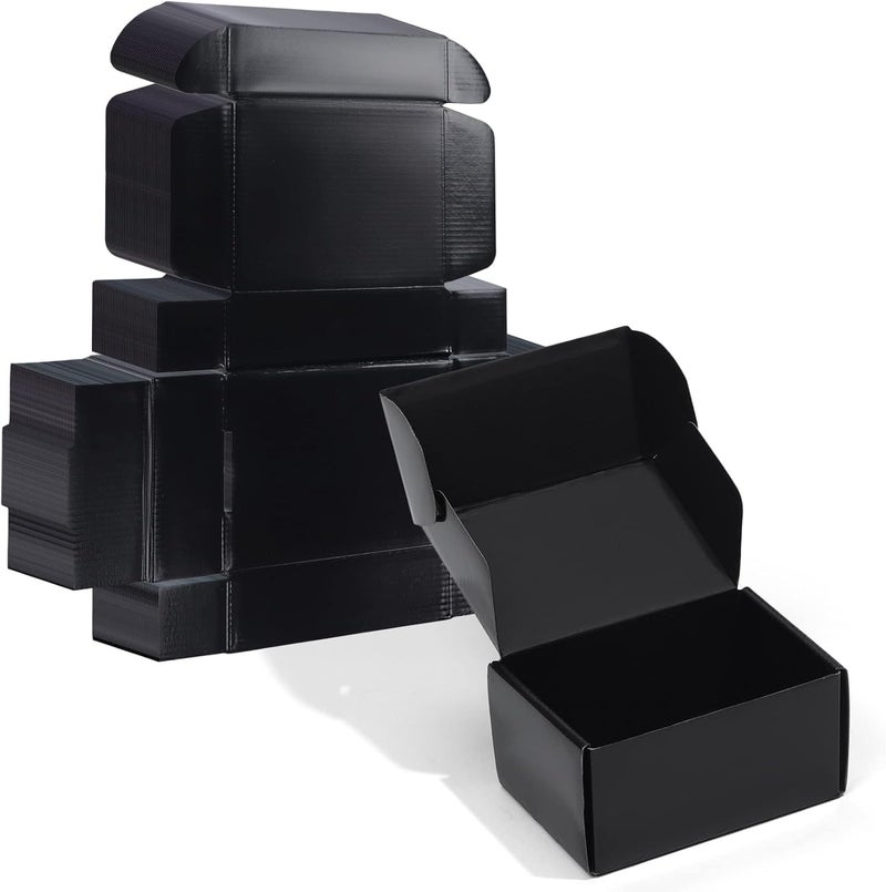 SWIUKPHE 8x5.5x1.6 Inch Shipping Boxes for Mailing Boxes, 20 Pack Cardboard Boxes, Corrugated Packaging Boxes (Black) - Image 1