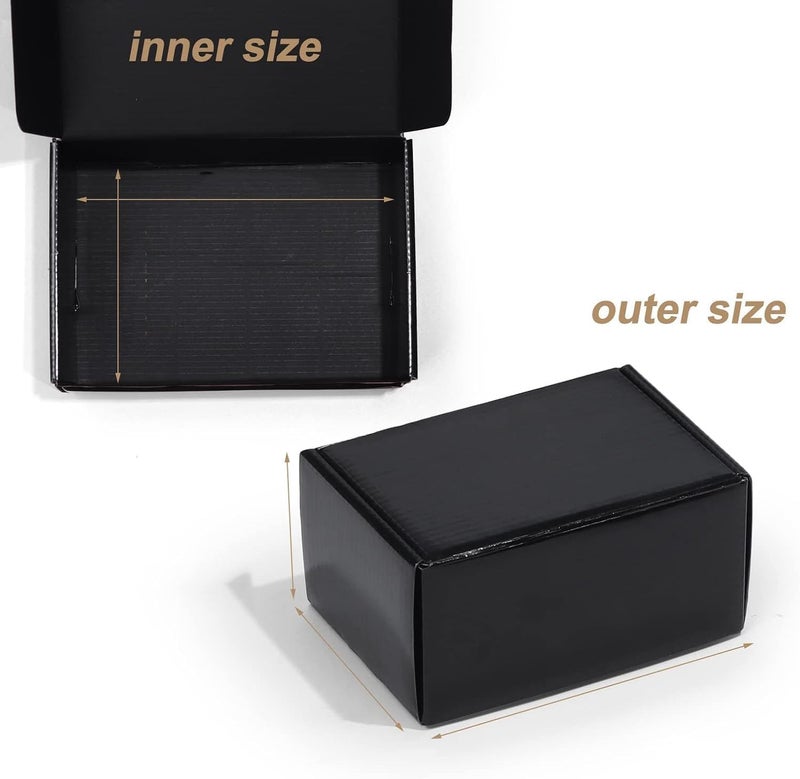 SWIUKPHE 8x5.5x1.6 Inch Shipping Boxes for Mailing Boxes, 20 Pack Cardboard Boxes, Corrugated Packaging Boxes (Black) - Image 3