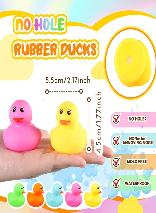 مجموعة MiniInflat من 50 قطعة من البط المطاطي متعدد الألوان المقاوم للماء بدون ثقوب، مقاس 2.2 بوصة، مع سدادة محكمة الإغلاق، مثالية لتزيين أحواض الاستحمام، وحفلات أعياد الميلاد، وحفلات السباحة. هدية رائعة لحمامات السباحة. - Image 2