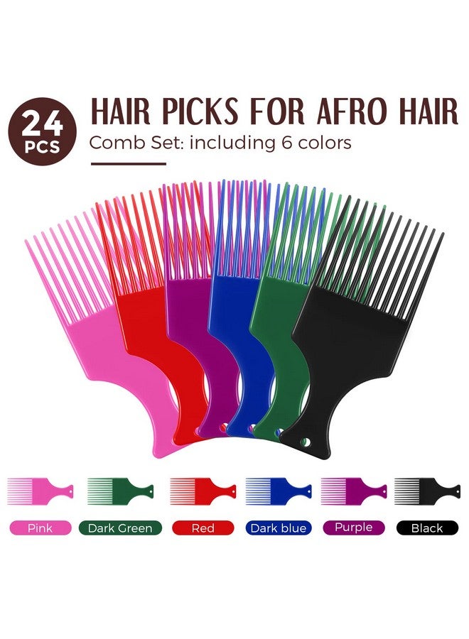Nuogo 24 Pieces Hair Pick Comb Lift Picks For Curly Smooth Afro Plastic Thick Long Hair 6 Colors Bluegreenpurple - Image 4