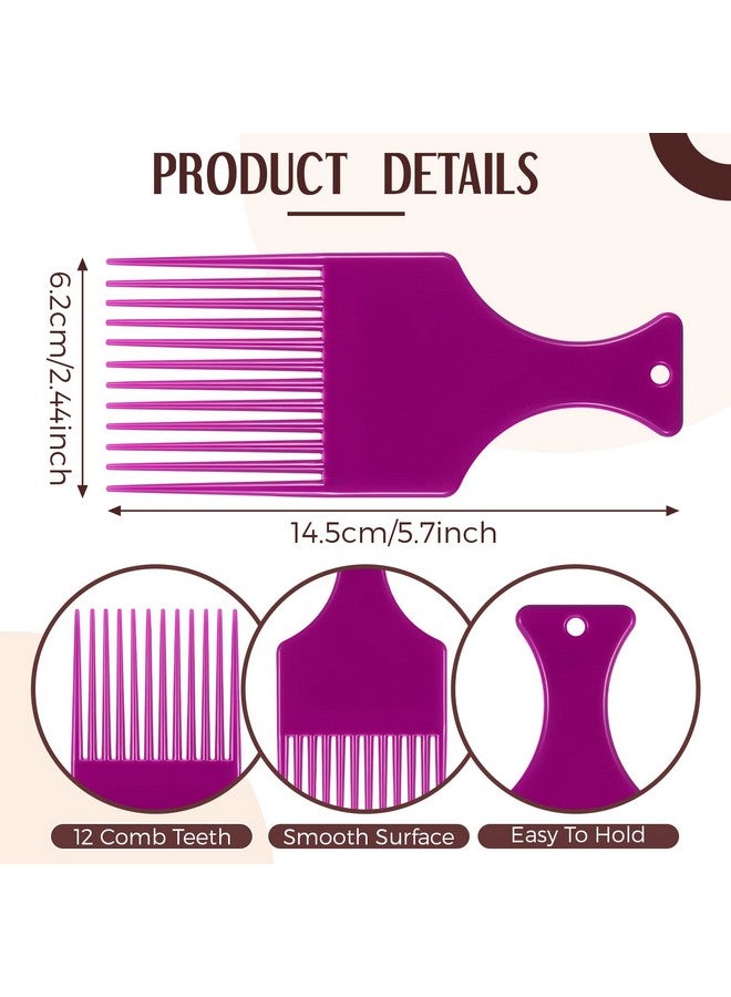 Nuogo 24 Pieces Hair Pick Comb Lift Picks For Curly Smooth Afro Plastic Thick Long Hair 6 Colors Bluegreenpurple - Image 3