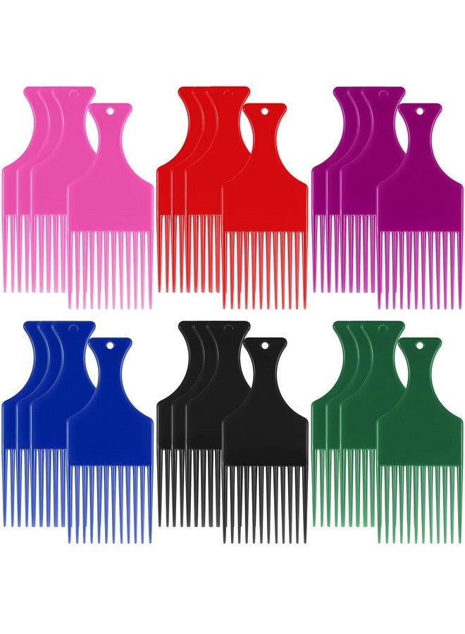 Nuogo 24 Pieces Hair Pick Comb Lift Picks For Curly Smooth Afro Plastic Thick Long Hair 6 Colors Bluegreenpurple - Image 1