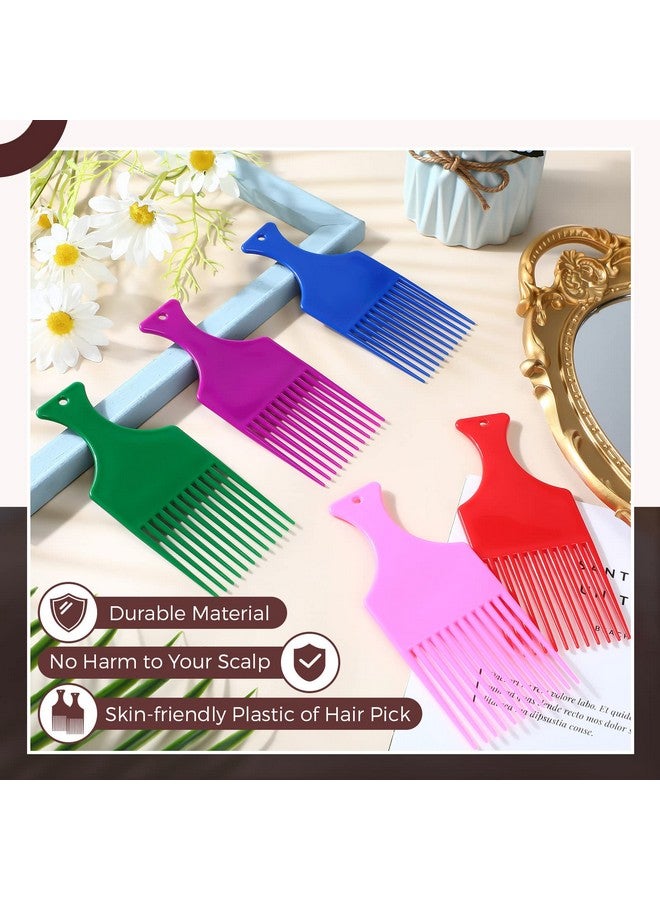 Nuogo 24 Pieces Hair Pick Comb Lift Picks For Curly Smooth Afro Plastic Thick Long Hair 6 Colors Bluegreenpurple - Image 5