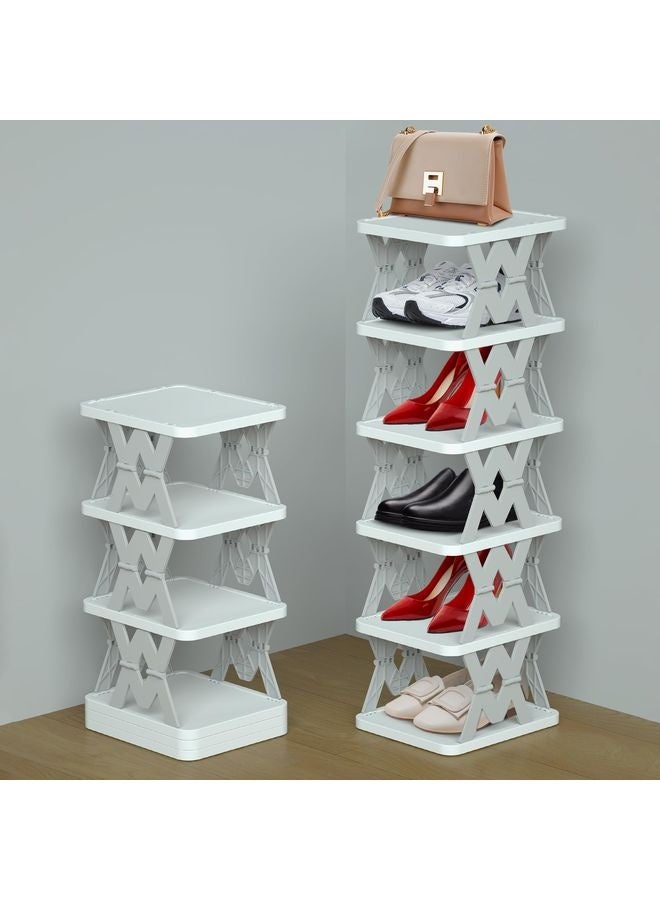 هومستر حامل أحذية، منظم أحذية صغيرة من الدرجة 6 بدون تجميع، حامل أحذية قابل للطي للمدخل، مدخل الباب الأمامي، غرفة النوم، أماكن صغيرة، أبيض - Image 4