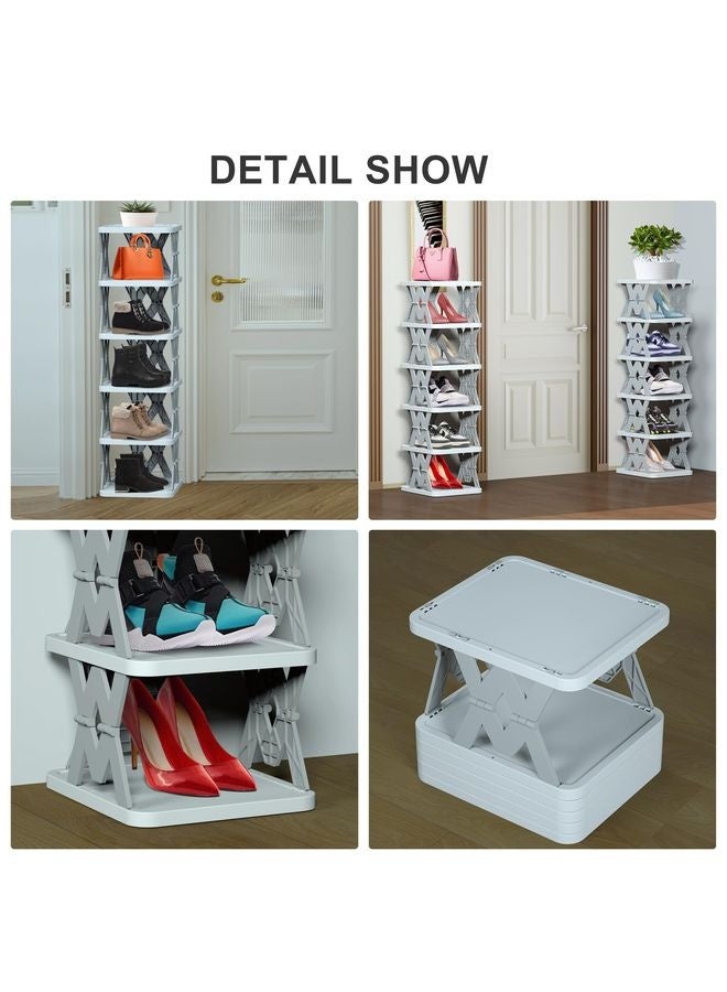هومستر حامل أحذية، منظم أحذية صغيرة من الدرجة 6 بدون تجميع، حامل أحذية قابل للطي للمدخل، مدخل الباب الأمامي، غرفة النوم، أماكن صغيرة، أبيض - Image 5