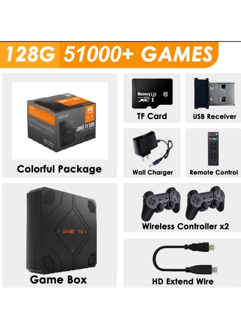 Retro Game Console, V5 , 64GB/128GB ,25000+/51000+ Classic Games, Retro Game Console for TV, 4K Output USB Plug and Play, Retro TV Games with Dual Wireless Controllers, Extension 60 Simulator Retro Game Stick 128GB - Image 2