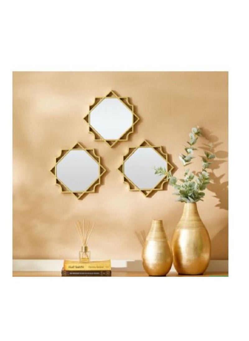 Generic - Zeina 3-Piece Mirror Set with Square and Decorative Border  25x2x25 cms - Image 1