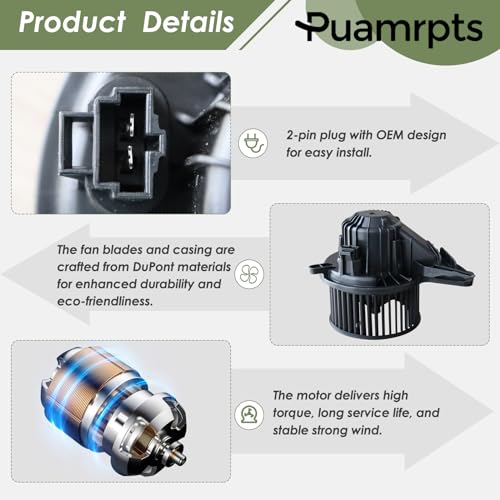 PUAMRPTS Rear AC Heater Blower Motor Compatible with Buick, Cadillac, Chevy Vehicles - Enclave 2008-2012 | Escalade 2007-2012 | Tahoe 2007-2012, Traverse 2009-2012 - Replace# 76976 - Image 4