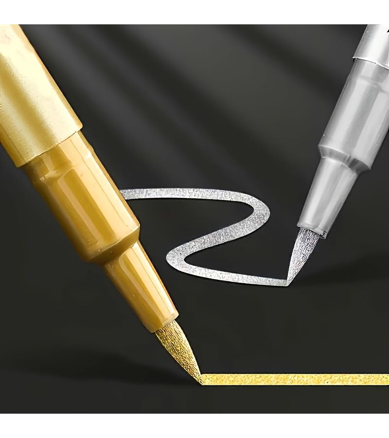 Golden Silvery Marker Pen For Graffiti Painting Stone Crafting DIY Art Supplies On Glass Ceramic Metal Wood - Image 1