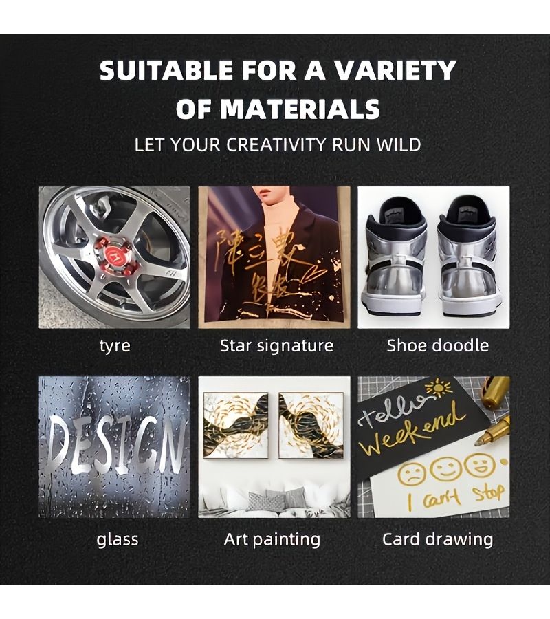 Golden Silvery Marker Pen For Graffiti Painting Stone Crafting DIY Art Supplies On Glass Ceramic Metal Wood - Image 2