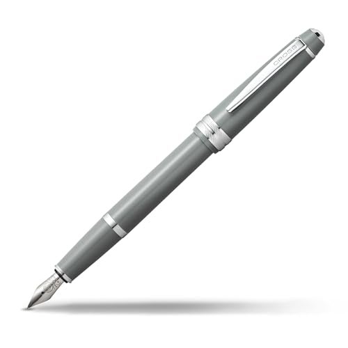 Cross Bailey Light Polished Gray Fountain Pen – Refillable, Medium Nib, Black Ink, Presented in Everyday Gift Box - Image 1