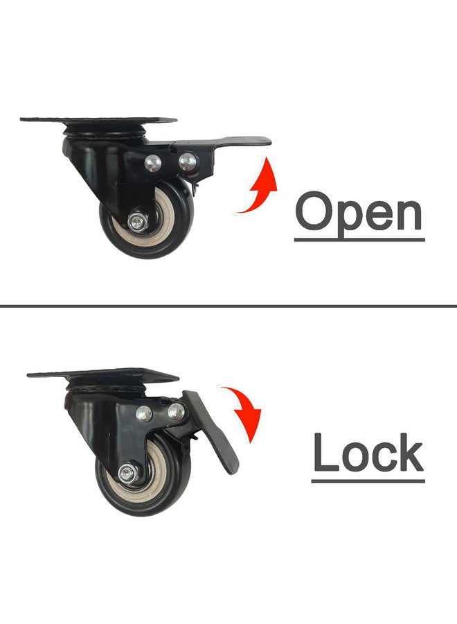 ARRYNTHEON Caster Wheels 2" Locking Casters Set of 4 Heavy Duty Furniture Wheels with Brake, No Noise Polyurethane (PU) Swivel Caster, Load 150 lbs Per Castors (4) - Image 4