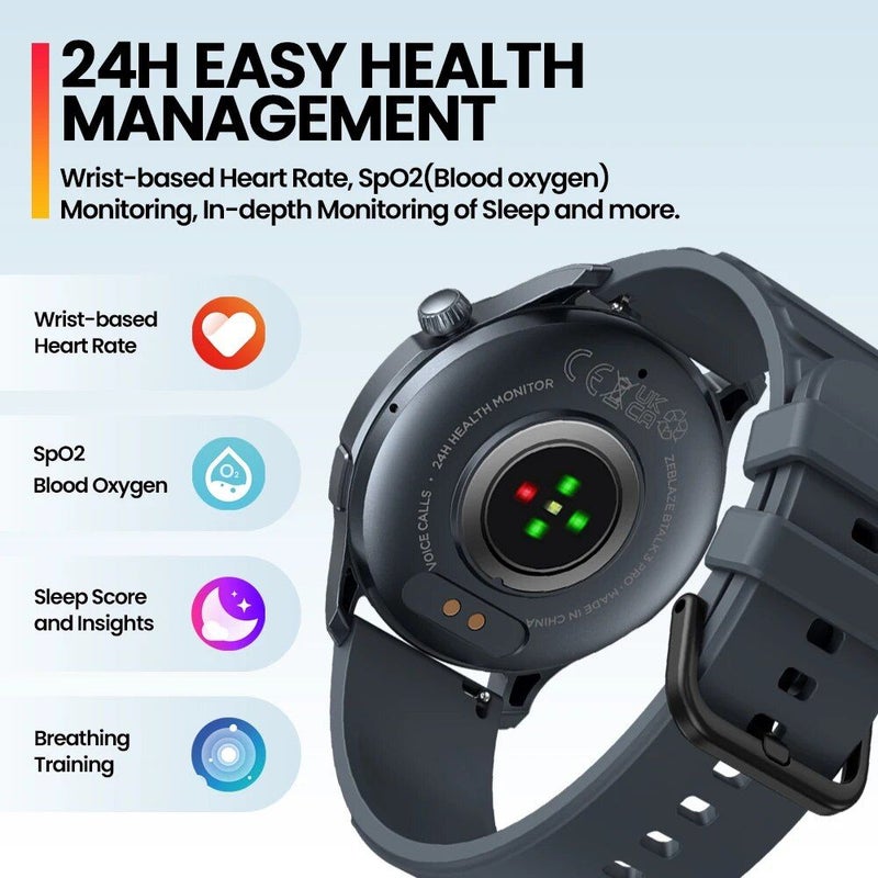 زيبليز ساعة ذكية Zeblaze Btalk 3 Pro - أسود - Image 3